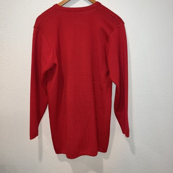 VTG Women's Nordstrom Town Square Merino Wool Red Sweater Cardigan Small READ - Picture 5 of 9